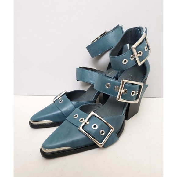 Free People X Jeffrey Campbell Hendrix Heels Dusty Blue Size 7 - Picture 2 of 5